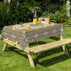 Lofaris Yellow Green Classical Floral Rectangle Tablecloth