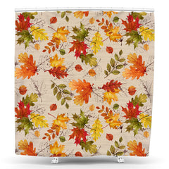 Lofaris Yellow Green Leaves Autumn Bathroom Shower Curtain