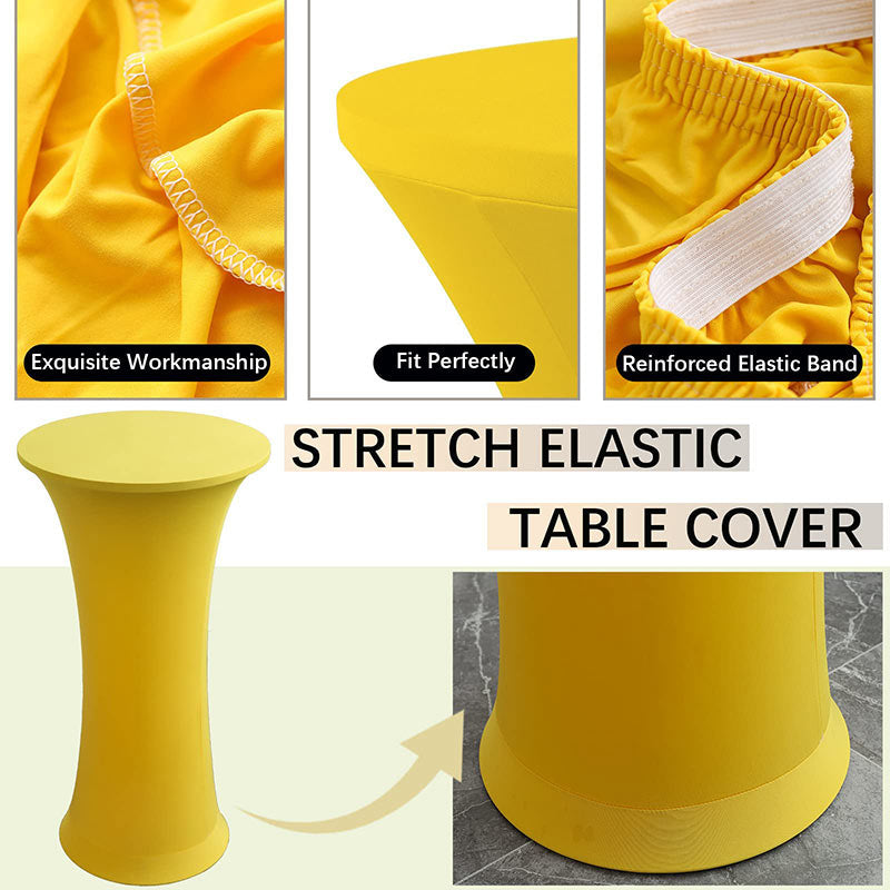 Lofaris Yellow High Top Round Spandex Cocktail Tablecloths
