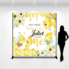 Lofaris Yellow Honey Bee Floral Custom 1st Birthday Backdrop