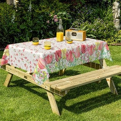 Lofaris Yellow Pink Tulip Flowers Party Rectangle Tablecloth