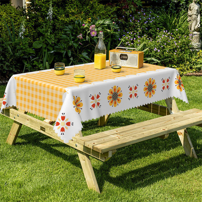 Lofaris Yellow Plaid Dining Room Pattern Rectangle Tablecloth