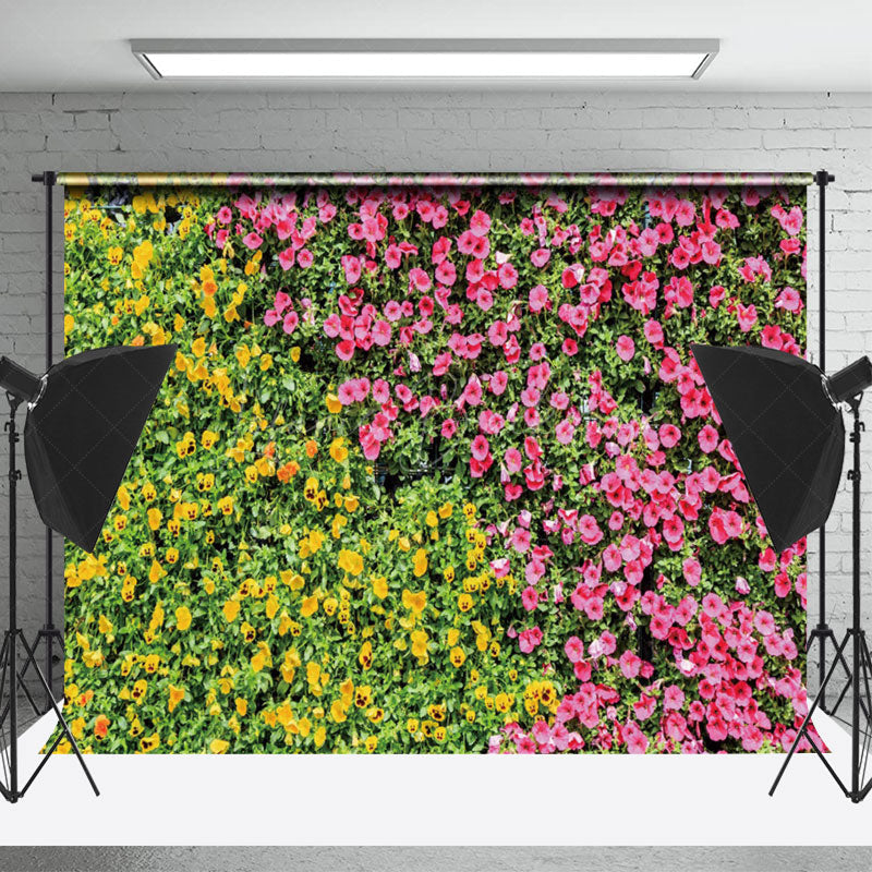 Lofaris Yellow Red Floral Leaves Spring Photography Backdrop