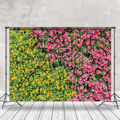 Lofaris Yellow Red Floral Leaves Spring Photography Backdrop