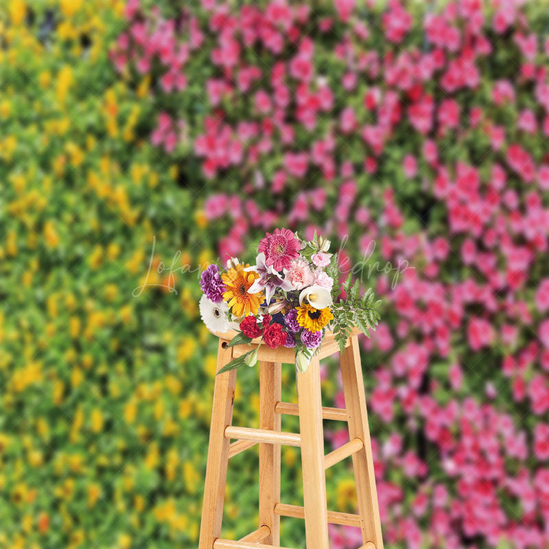 Lofaris Yellow Red Floral Leaves Spring Photography Backdrop