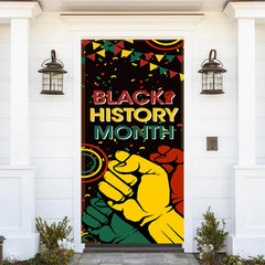 Lofaris Yellow Red Green Fist Black History Month Door Cover