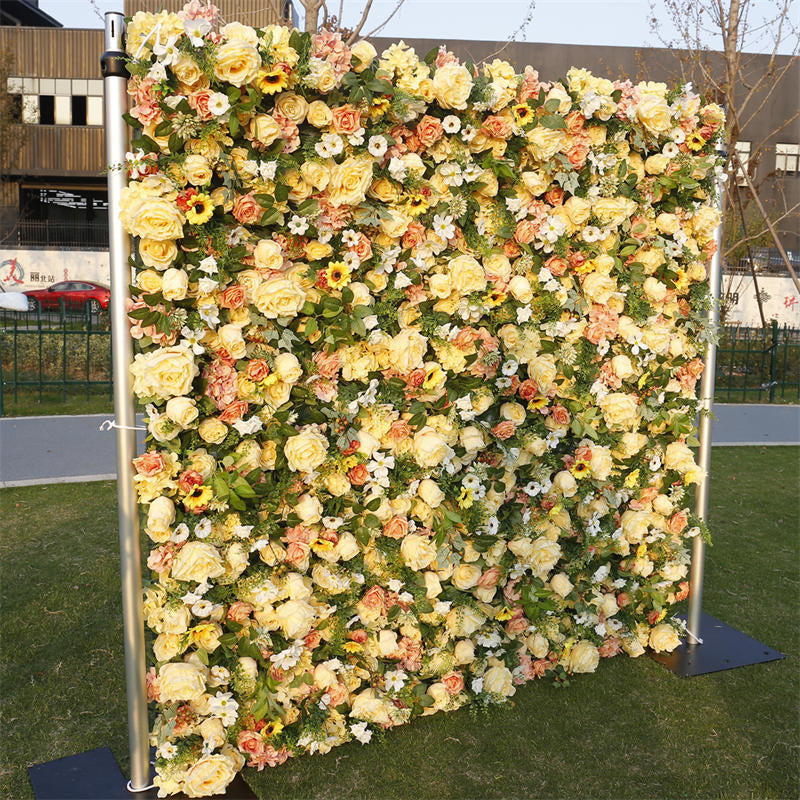 Yellow Rose Artificial Flower Wall Panels Wholesale Lofaris