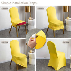 Lofaris Yellow Stretch Spandex Banquet Chair Slipcovers