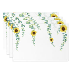 Lofaris Yellow Sunflower Green Leaves Set Of 4 Placemats
