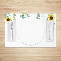 Lofaris Yellow Sunflower Green Leaves Set Of 4 Placemats
