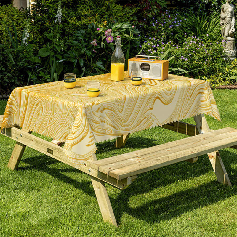 Lofaris Yellow Wave Texture Gradient Rectangle Tablecloth