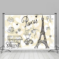 Lofaris Yellow White Black Lines Cafe Couple Tower Backdrop