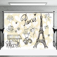 Lofaris Yellow White Black Lines Cafe Couple Tower Backdrop