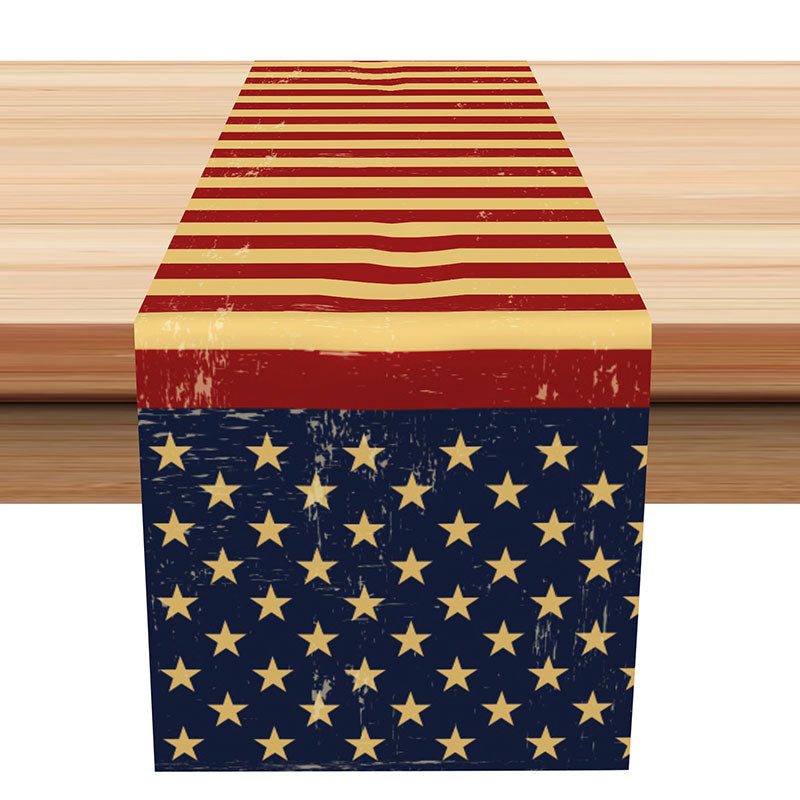 Lofaris Yellowed Retro USA Flag Independence Table Runner