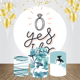 Lofaris Yes I Do Cyan Flower Ring Round Wedding Backdrop Kit