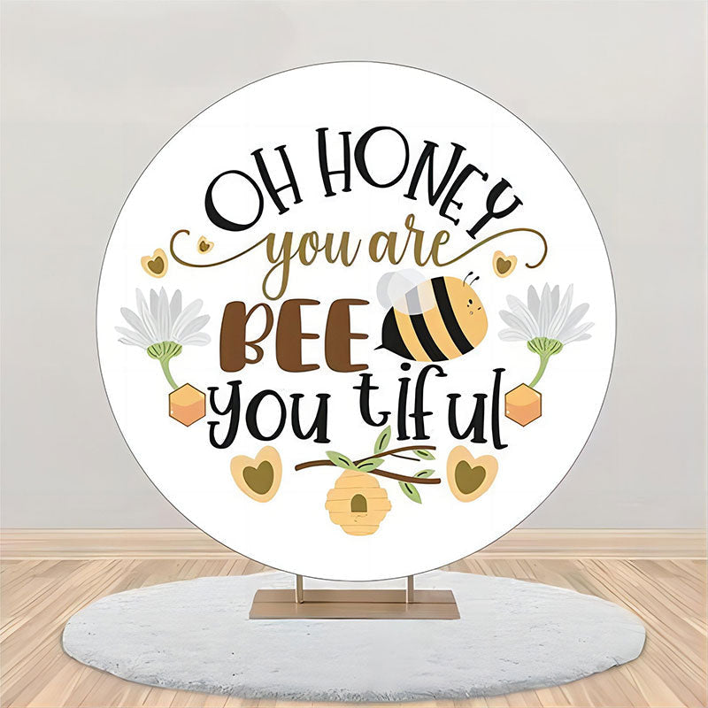 Lofaris You Are Beetiful Floral Bee Round Backdrop For Party