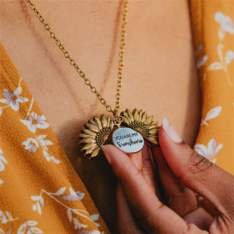 Lofaris You Are My Sunshine Gold Sunflower Necklace as Gift