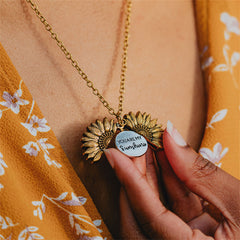 Lofaris You Are My Sunshine Gold Sunflower Necklace as Gift