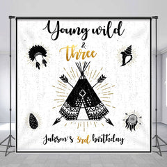 Lofaris Young Wild Three Indian Custom Birthday Backdrop