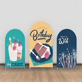 Lofaris Yummy Cake Candle Star Yellow Blue Arch Backdrop Kit