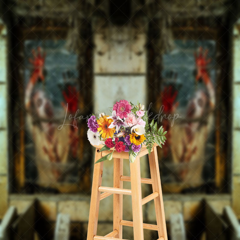 Lofaris Zombies Blood Haunted House Halloween Backdrop