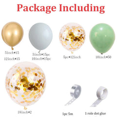 Lofaris Green 119 Pack Balloon Garland Kit | Arch Party Decorations - Gold | White