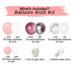 Lofaris 105 Pack Snow Party Balloon Arch Kit | DIY Decorations - Pink | Blue
