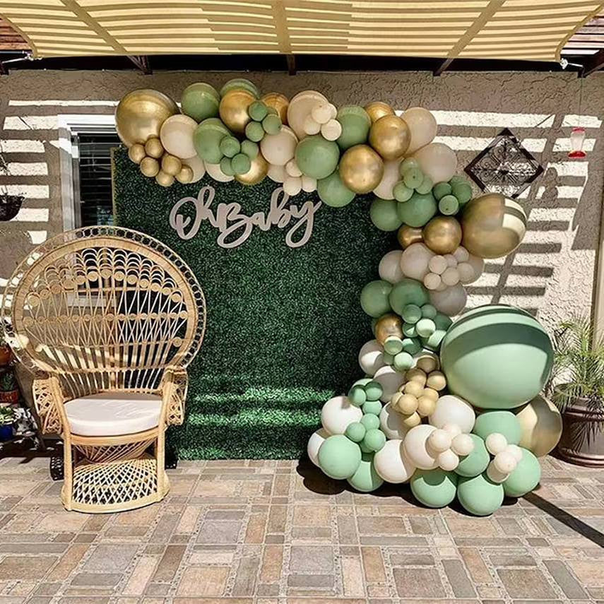 Lofaris 102 Pack Green Balloon Garland Kit | Arch Party Decorations - White | Gold
