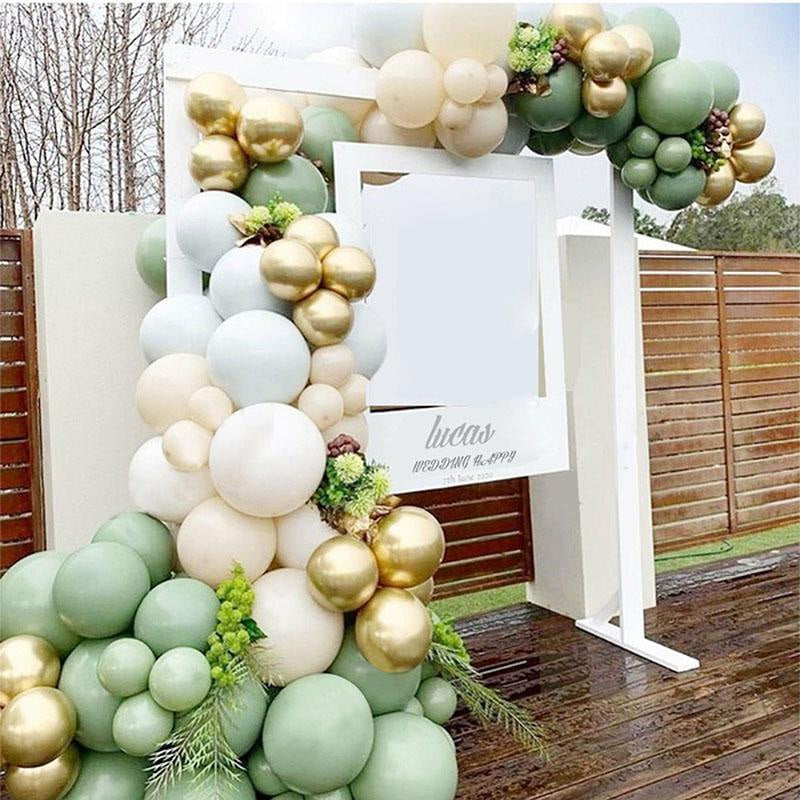 Lofaris 102 Pack Green Balloon Garland Kit | Arch Party Decorations - White | Gold