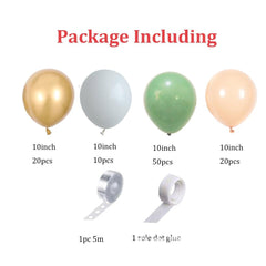 Lofaris 102 Pack Green Balloon Garland Kit | Arch Party Decorations - White | Gold