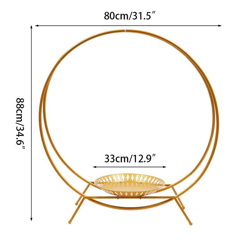 Lofaris 2.6Ft Gold Metal Flower Wedding Arch Cake Display Stand