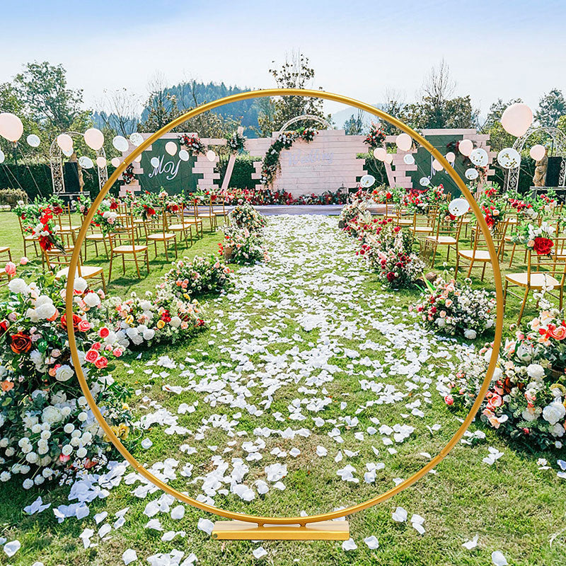 Lofaris 2.6Ft Golden Metal Balloon Circle Wedding Arch Decor