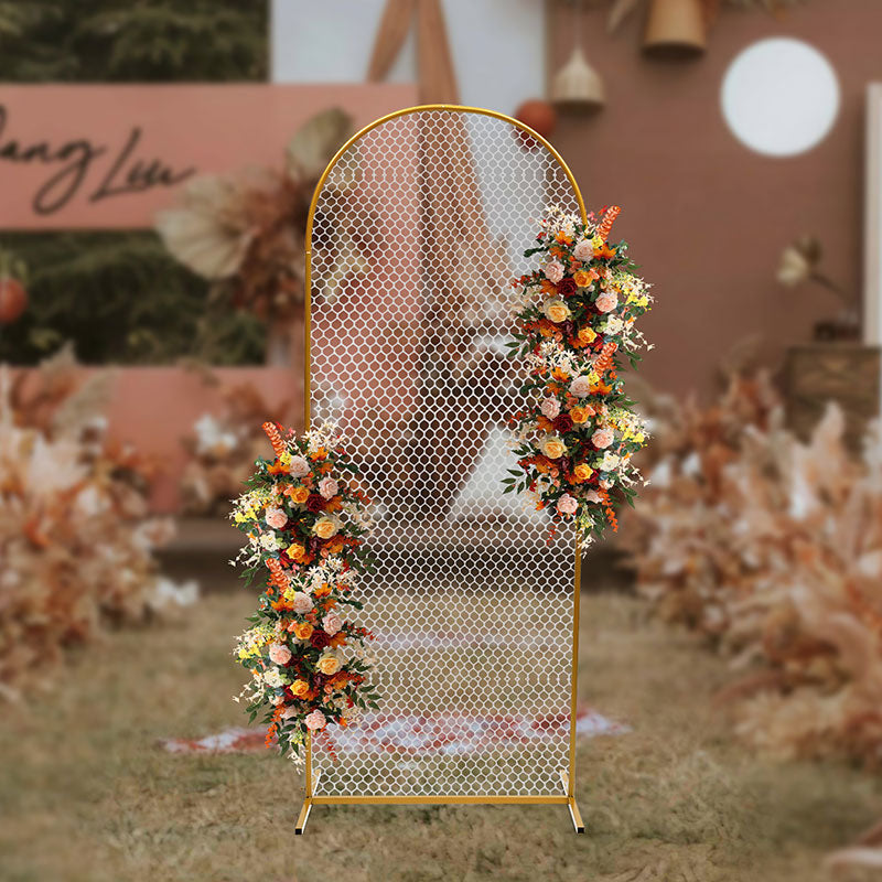 Lofaris 2.6X6.6FT Gold Metal Square Wedding Arch Backdrop Stand