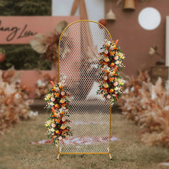 Lofaris 2.6X6.6FT Gold Metal Square Wedding Arch Backdrop Stand