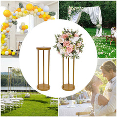 Lofaris 2 Pcs Gold Column Floral Display Wedding Arch Stand