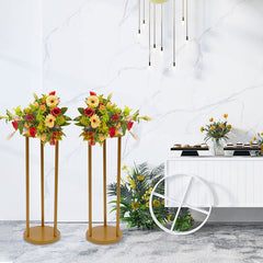 Lofaris 2 Pcs Gold Column Floral Display Wedding Arch Stand