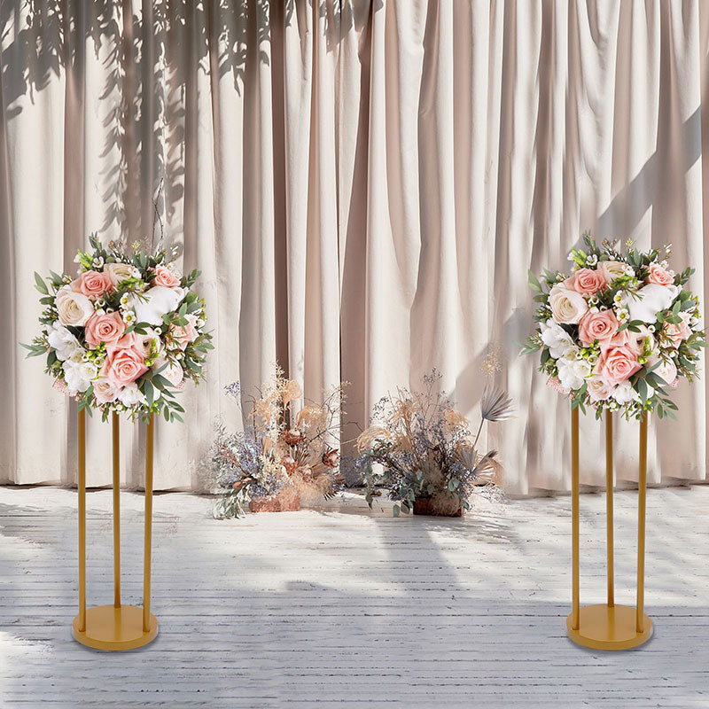 Lofaris 2 Pcs Gold Column Floral Display Wedding Arch Stand