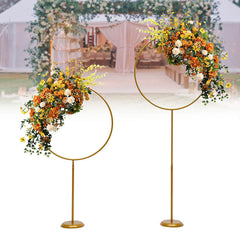 Lofaris 2 Pcs Gold Wreath Metal Arch For Wedding Paty Decor
