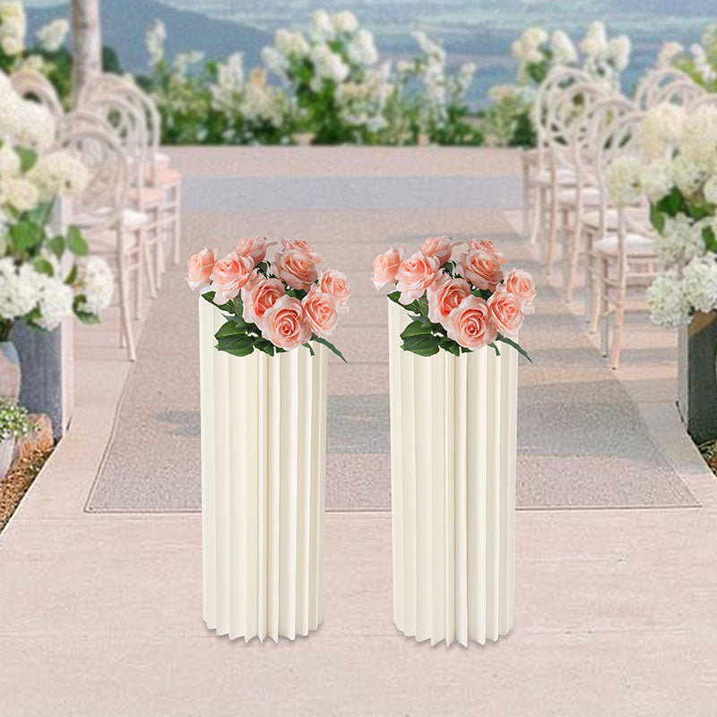 Lofaris 2 Pcs White Vase Column Reusable Wedding Altar Stand