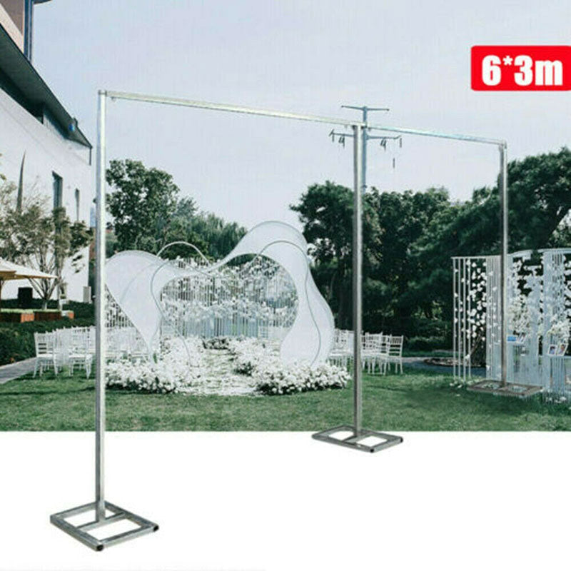 Lofaris 20X10FT Long Silver Square Frame Metal Wedding Stand