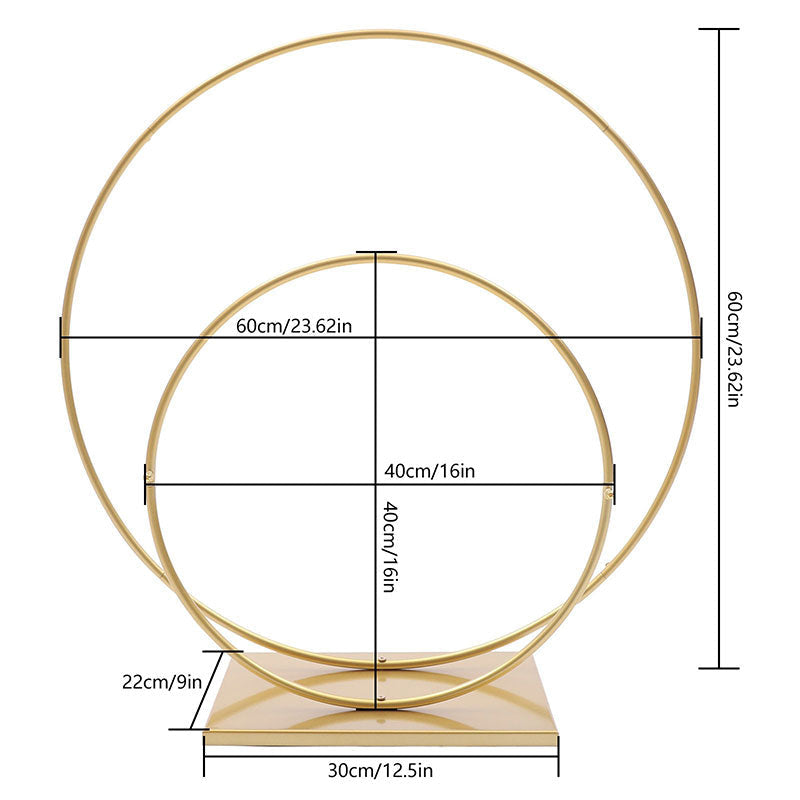 Lofaris 2Ft Gold Wreath Two Round Wedding Floral Arch Arbor