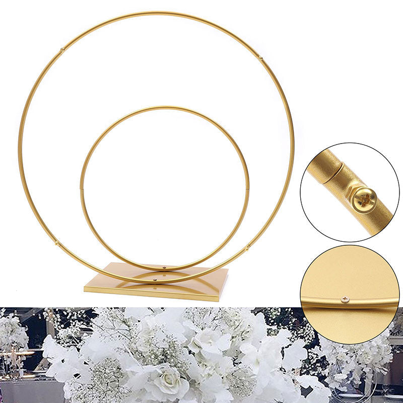 Lofaris 2Ft Gold Wreath Two Round Wedding Floral Arch Arbor