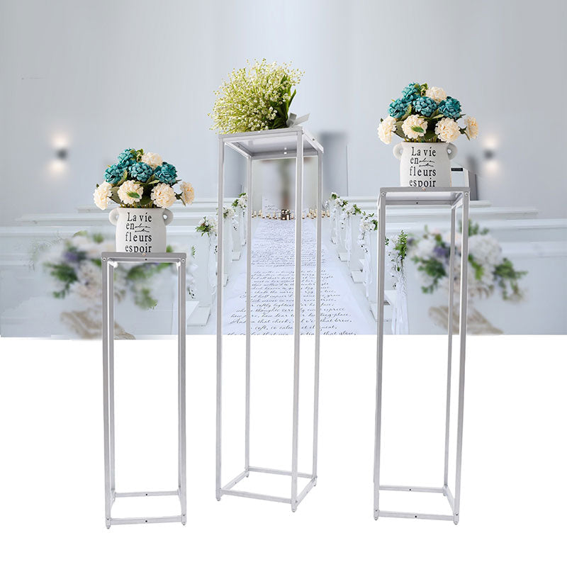 Lofaris 3 Pcs White Slim Cuboid Metal Stand Wedding Decor