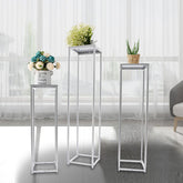 Lofaris 3 Pcs White Slim Cuboid Metal Stand Wedding Decor