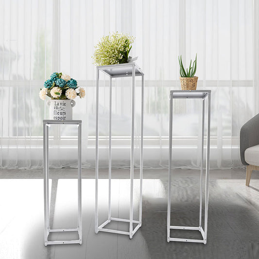 Lofaris 3 Pcs White Slim Cuboid Metal Stand Wedding Decor
