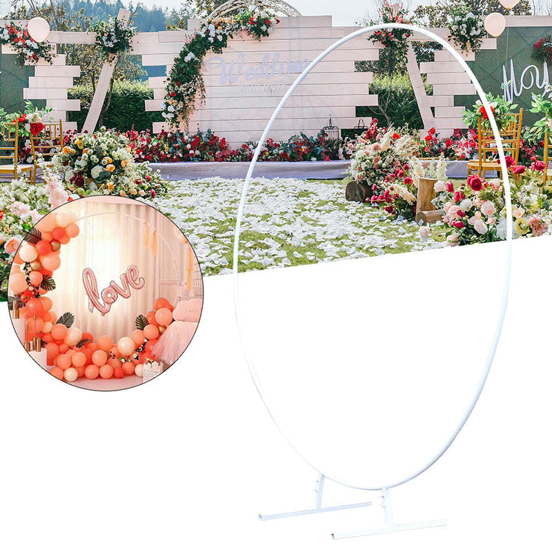 Lofaris 4Ft White Circle Floral Metal Arch For Wedding Party
