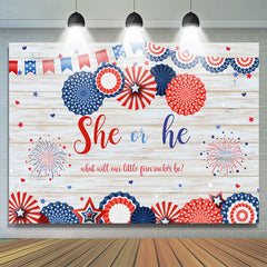 Lofaris 4Th of July Gender Reveal Baby Shower Wooden Backdrop