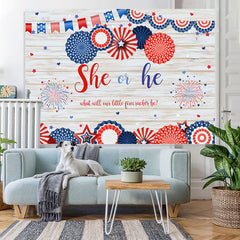 Lofaris 4Th of July Gender Reveal Baby Shower Wooden Backdrop