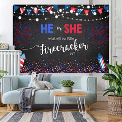 Lofaris 4Th of July Stars and Fireworks Baby Shower Backdrop