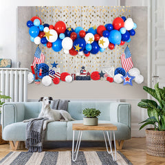 Lofaris 4Th Oh July Balloon Usa Flag Backdrop for Birthday